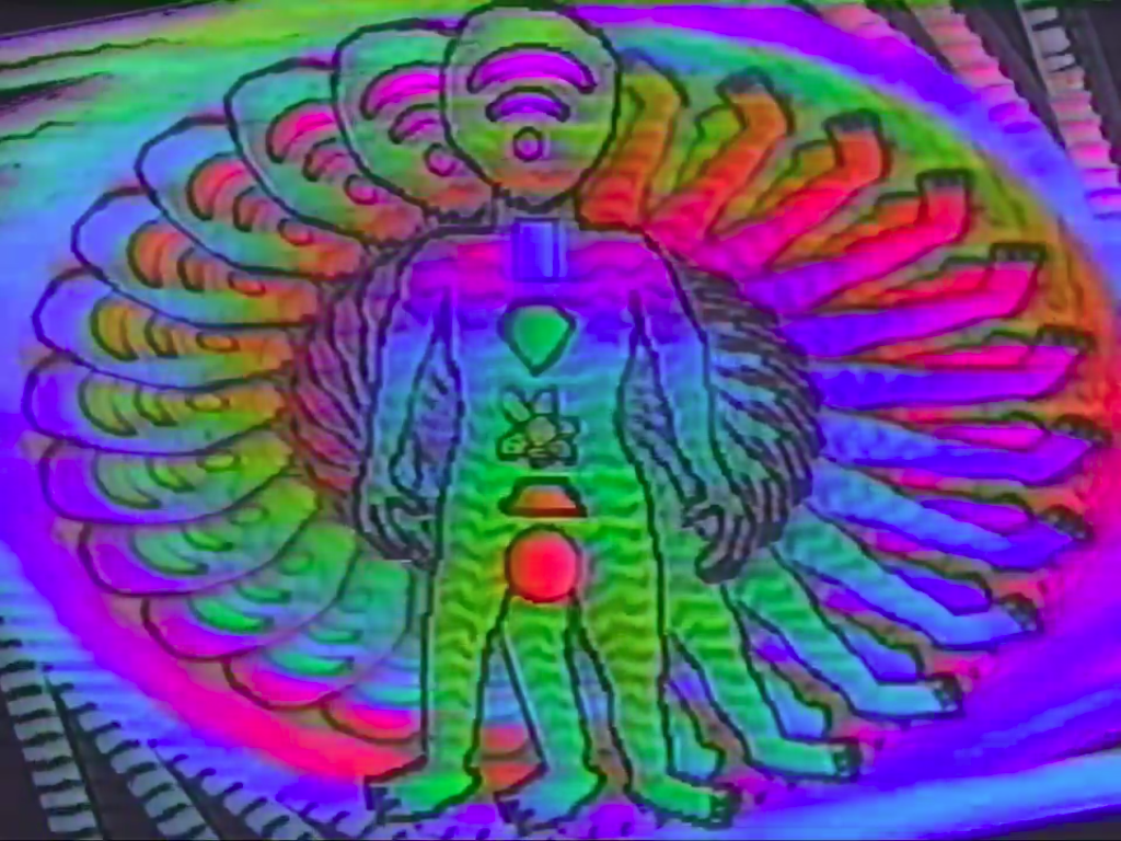 Image of swirling multicoloured humanoid